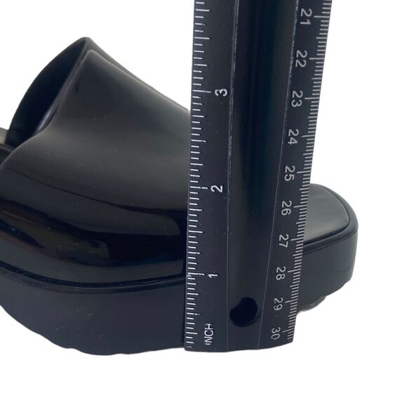 Qupid Stacie Open Toe Sandals Heeled Clogs Women's Size 6  Black PVC Platform - Picture 11 of 11